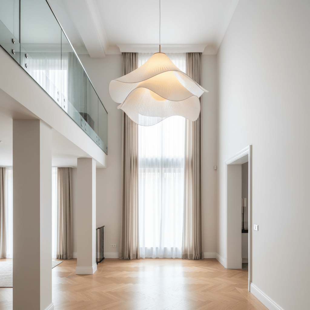 Lustră LED din material textil pentru montaj pe tavan, pentru spații de locuit