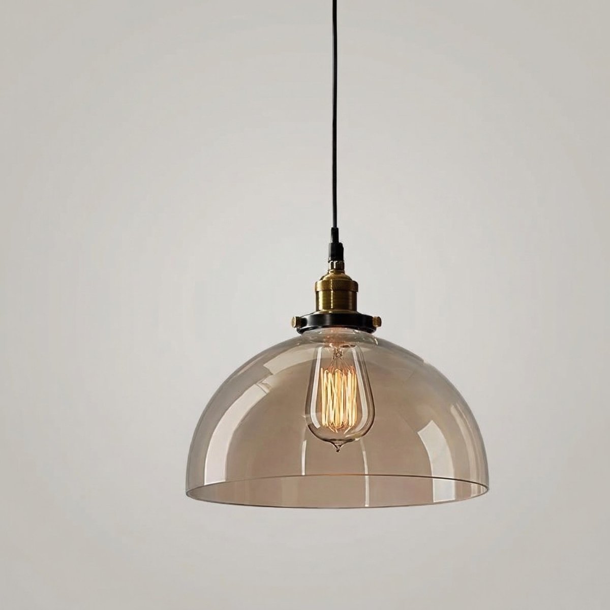 Industrial Style Pendant Light With Glass Dome Fixture
