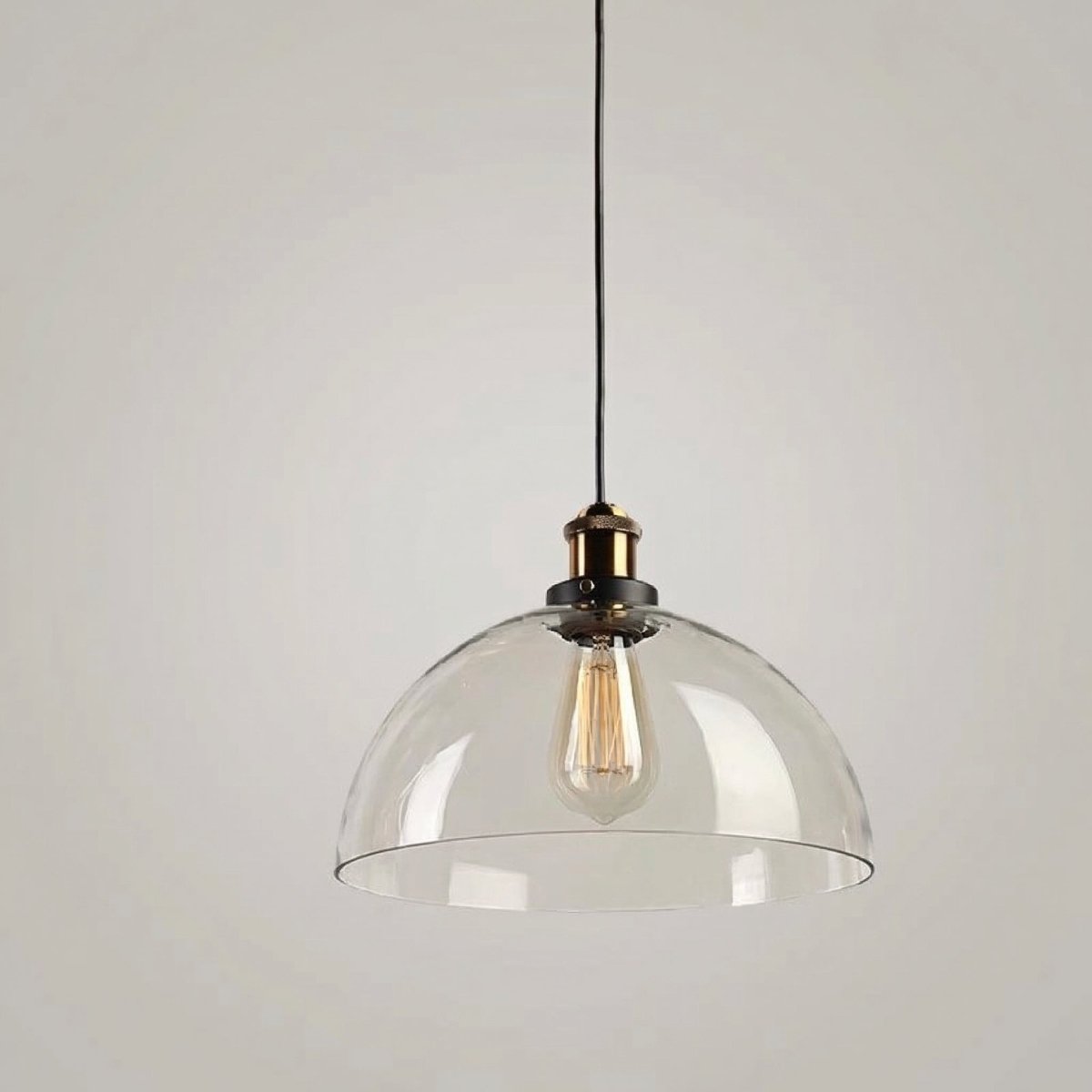 Industrial Style Pendant Light With Glass Dome Fixture