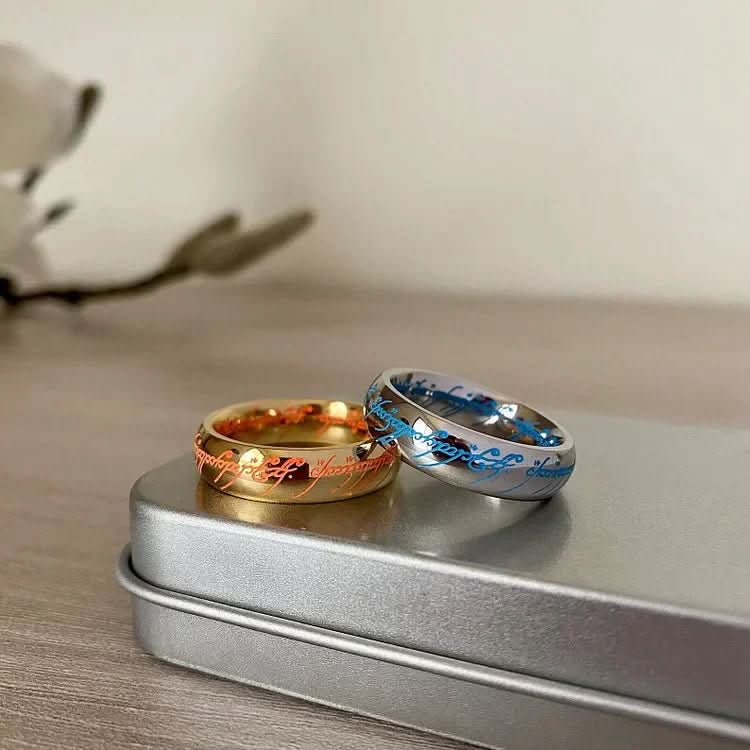 Lumen Glødende Rune Ring Smykke med Inngravert Mantra for Positivitetssøkere