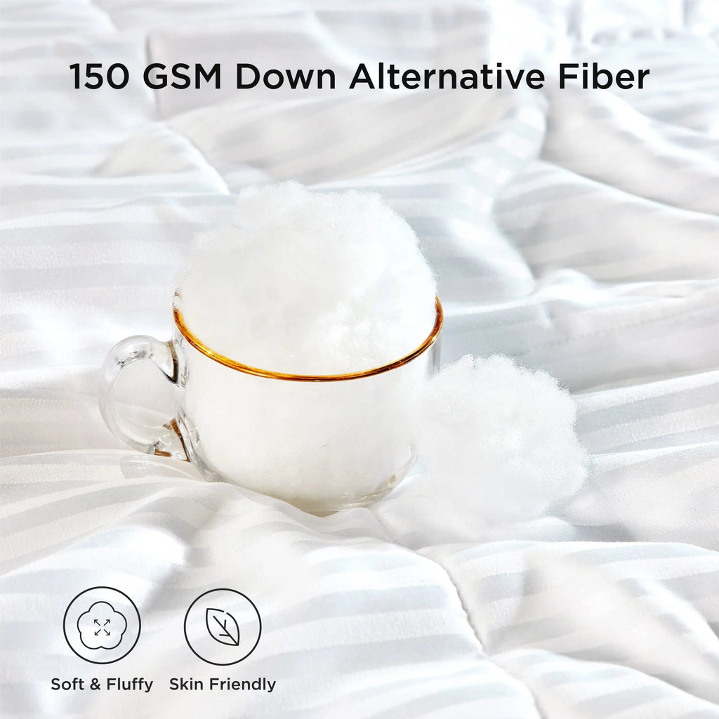Breathable Summer Duvet Insert With A Quilted Stitch Pattern And 8 Tabs For Sleep