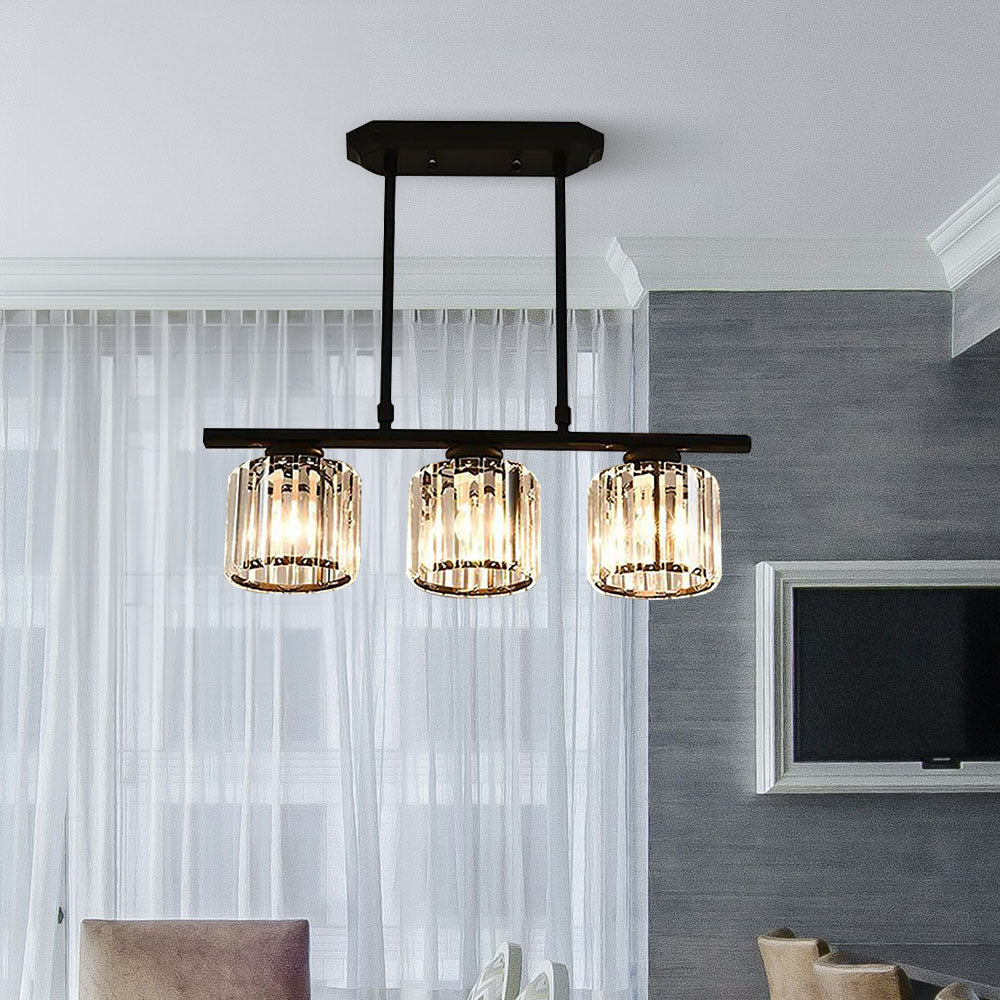 Modern Linear Pendant Light With Glass Rod Shades For Living Spaces