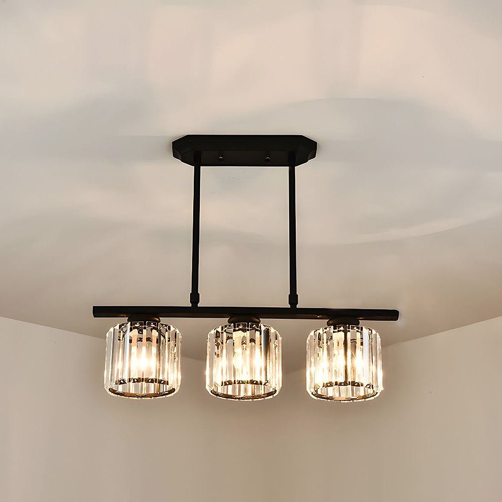 Modern Linear Pendant Light With Glass Rod Shades For Living Spaces