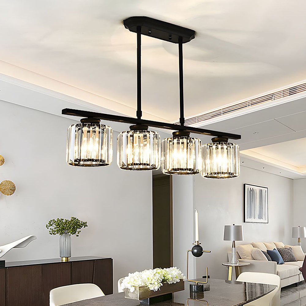 Modern Linear Pendant Light With Glass Rod Shades For Living Spaces