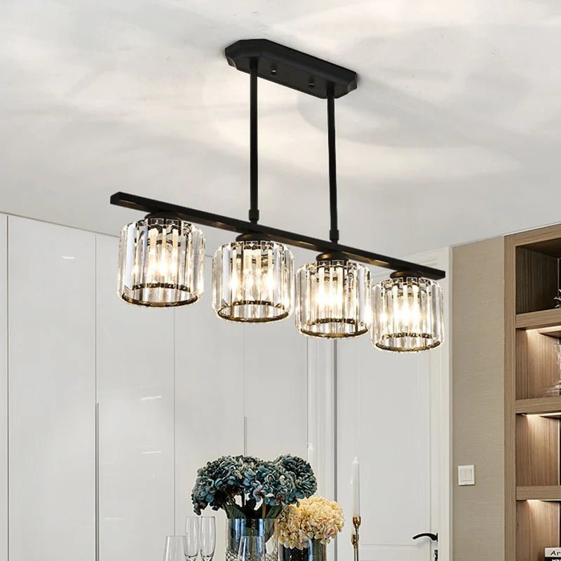 Modern Linear Pendant Light With Glass Rod Shades For Living Spaces