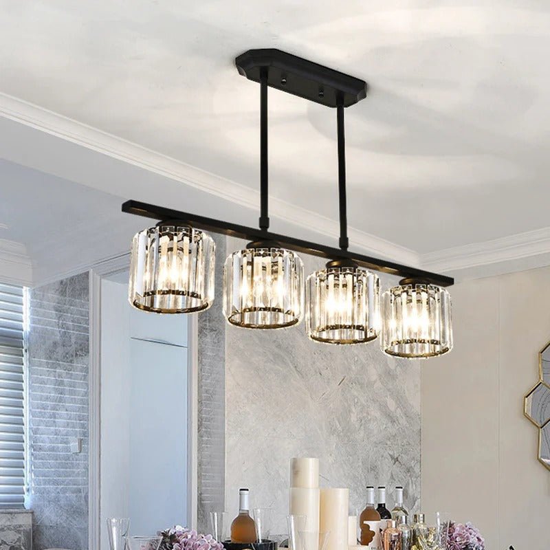 Modern Linear Pendant Light With Glass Rod Shades For Living Spaces