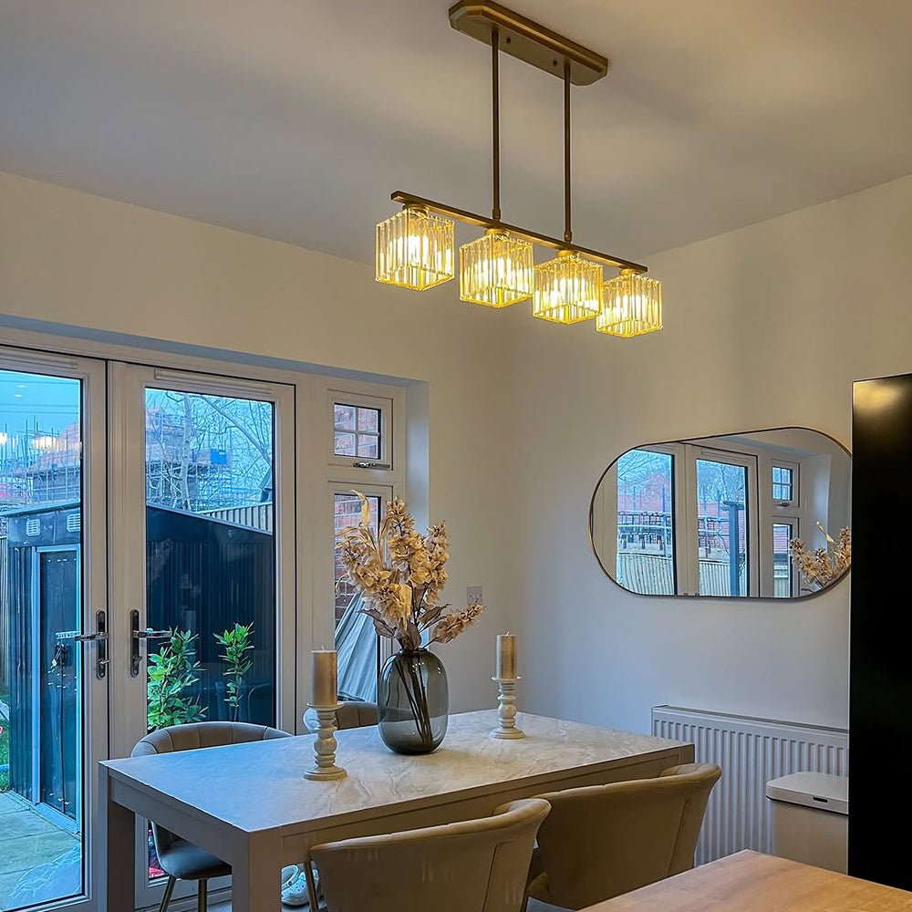 Modern Linear Pendant Light With Glass Rod Shades For Living Spaces