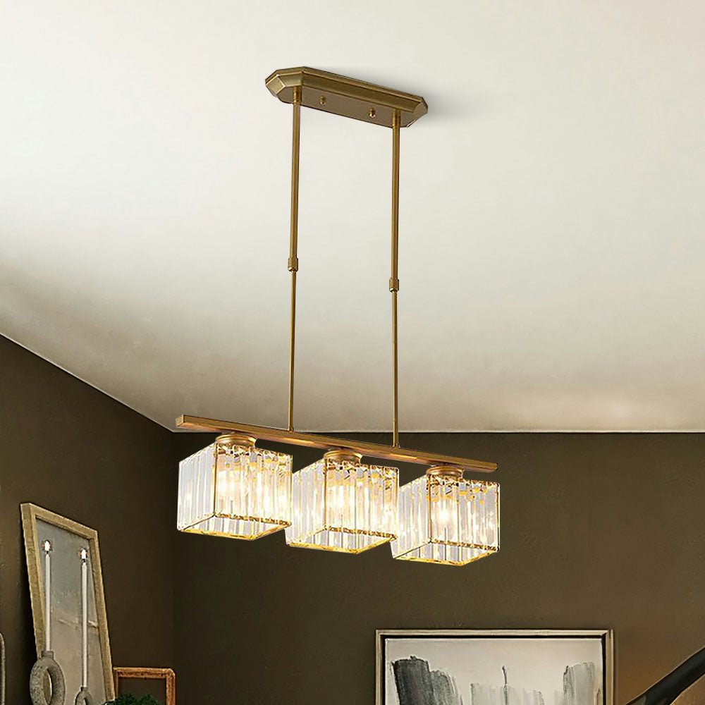 Modern Linear Pendant Light With Glass Rod Shades For Living Spaces