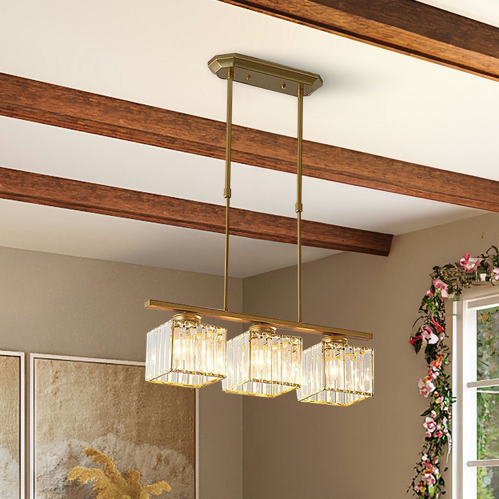 Modern Linear Pendant Light With Glass Rod Shades For Living Spaces