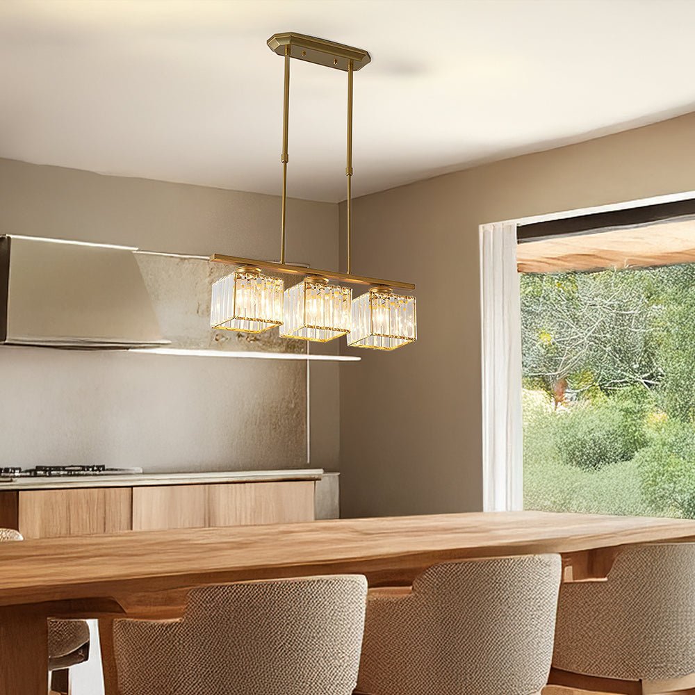 Modern Linear Pendant Light With Glass Rod Shades For Living Spaces