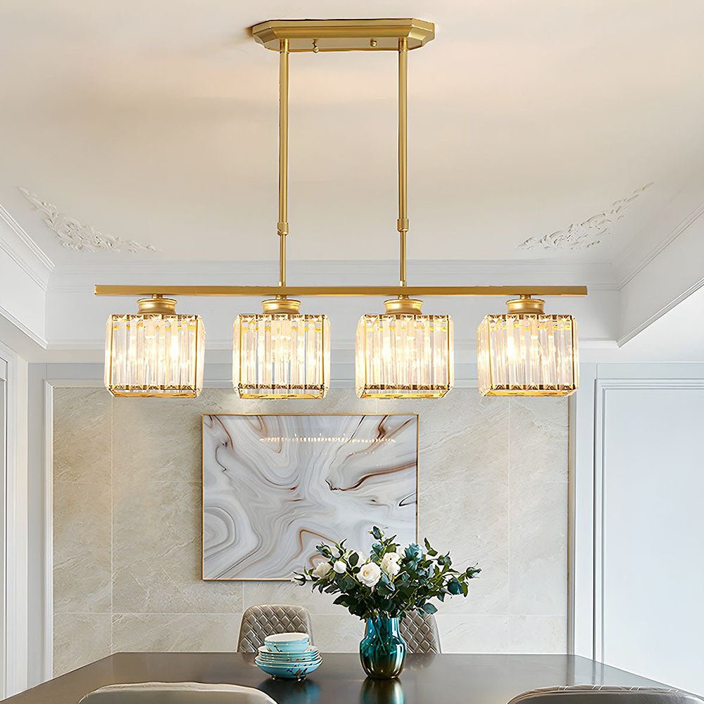 Modern Linear Pendant Light With Glass Rod Shades For Living Spaces