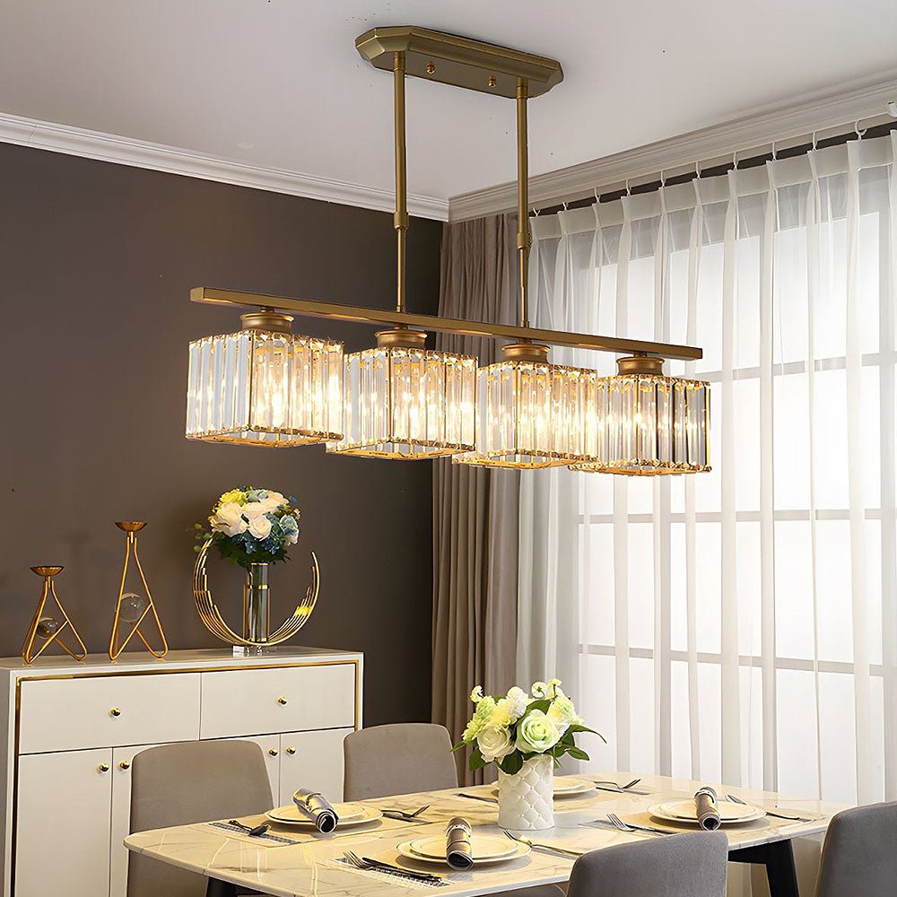 Modern Linear Pendant Light With Glass Rod Shades For Living Spaces