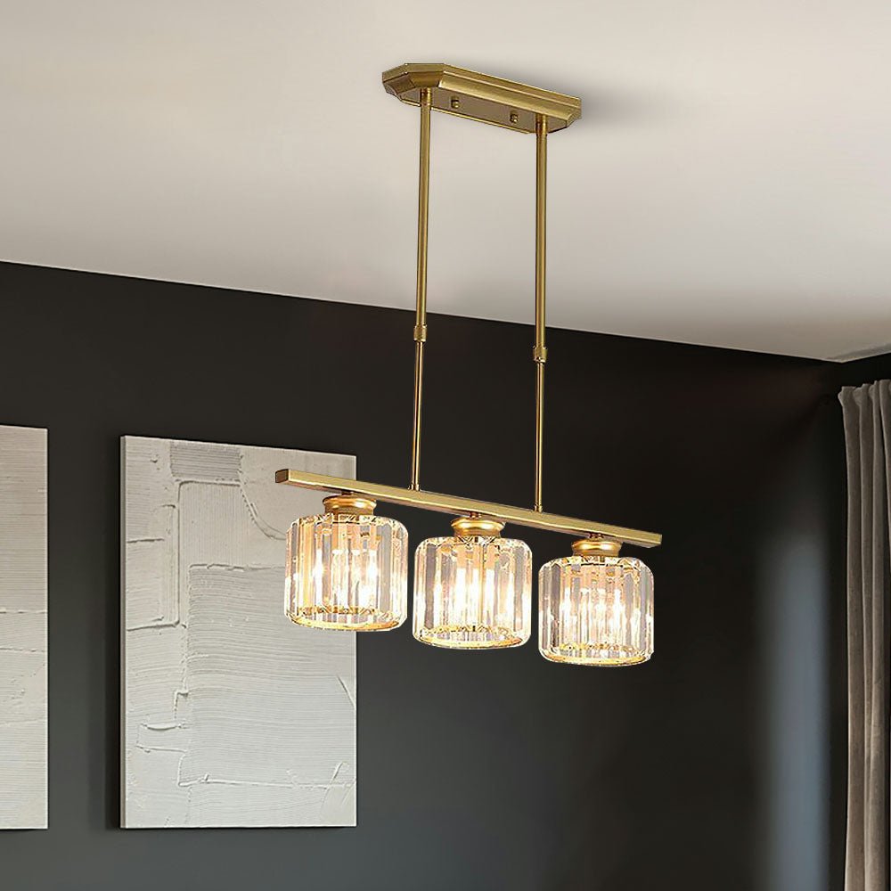 Modern Linear Pendant Light With Glass Rod Shades For Living Spaces