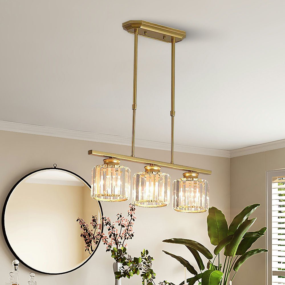 Modern Linear Pendant Light With Glass Rod Shades For Living Spaces