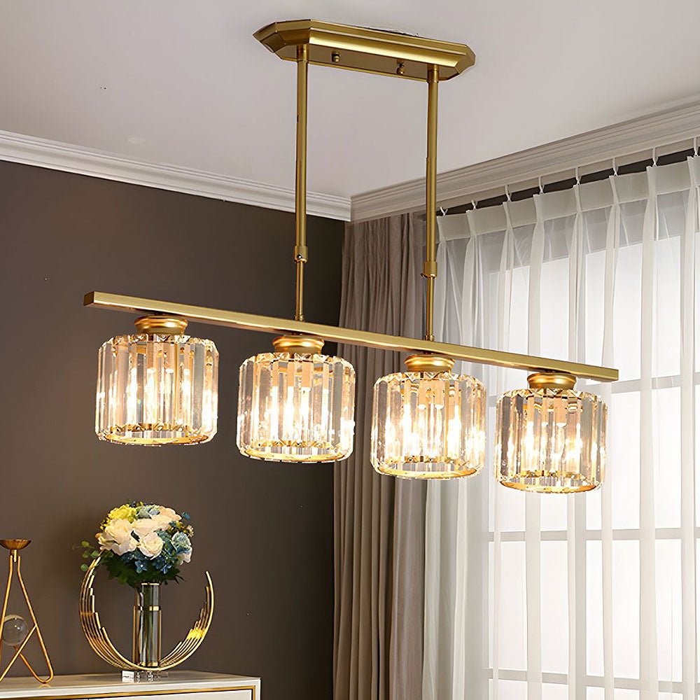 Modern Linear Pendant Light With Glass Rod Shades For Living Spaces