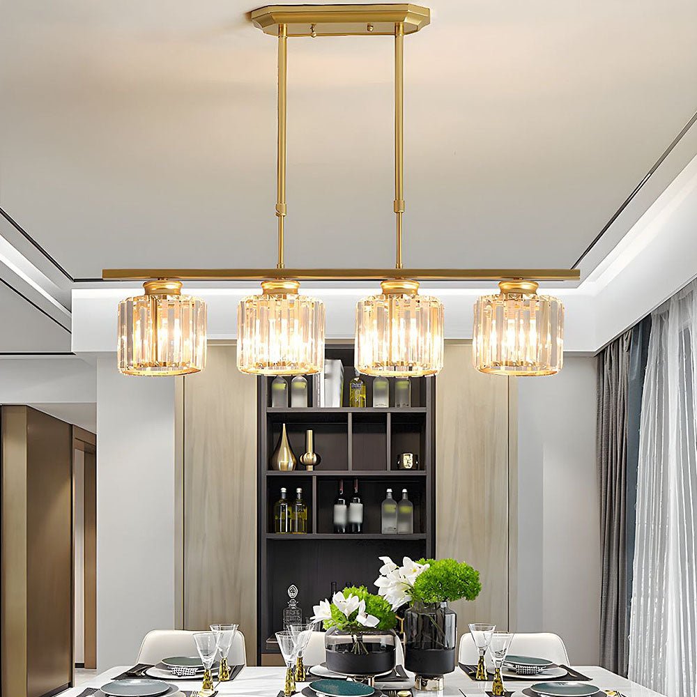 Modern Linear Pendant Light With Glass Rod Shades For Living Spaces