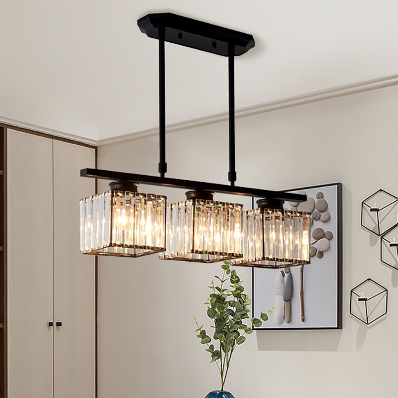 Modern Linear Pendant Light With Glass Rod Shades For Living Spaces