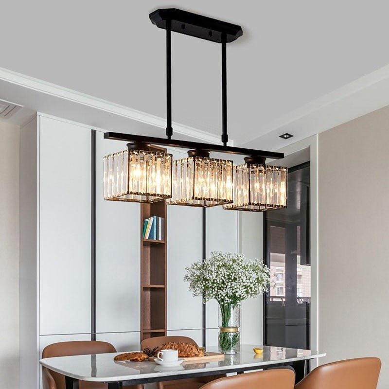Modern Linear Pendant Light With Glass Rod Shades For Living Spaces