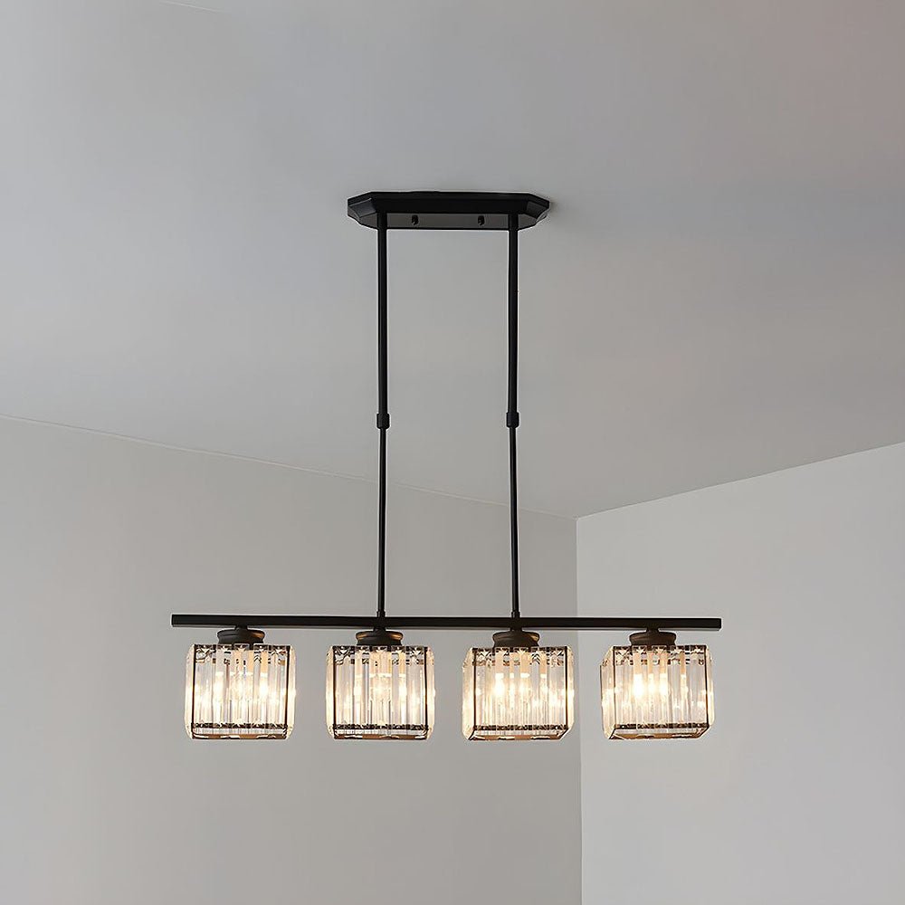 Modern Linear Pendant Light With Glass Rod Shades For Living Spaces