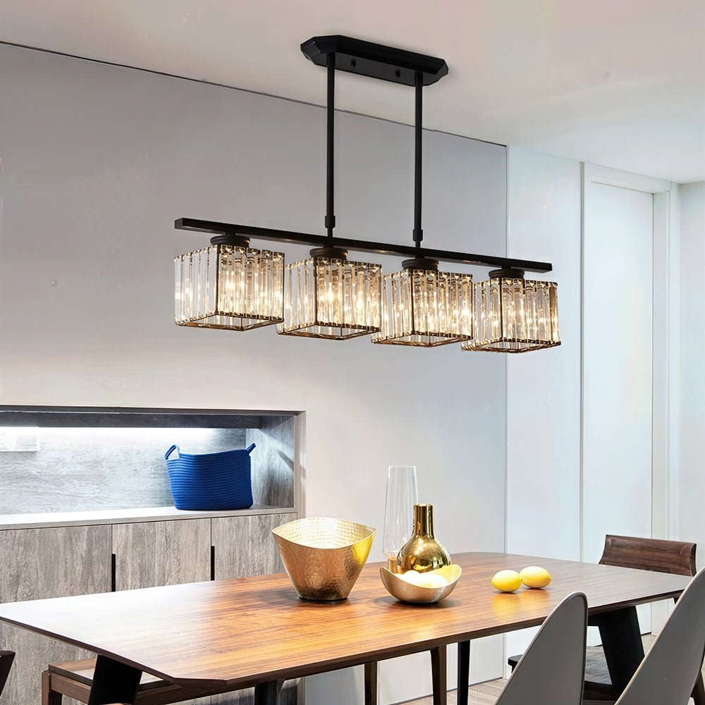 Modern Linear Pendant Light With Glass Rod Shades For Living Spaces