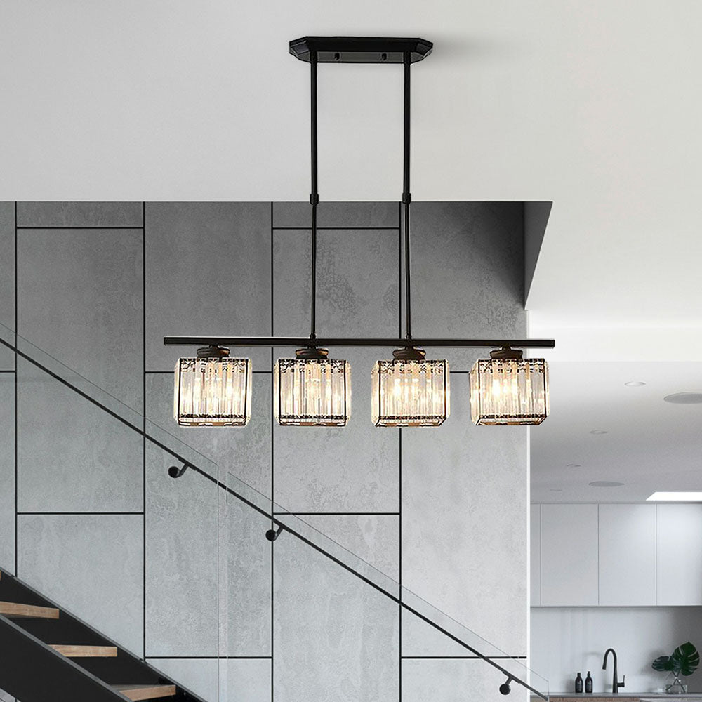 Modern Linear Pendant Light With Glass Rod Shades For Living Spaces