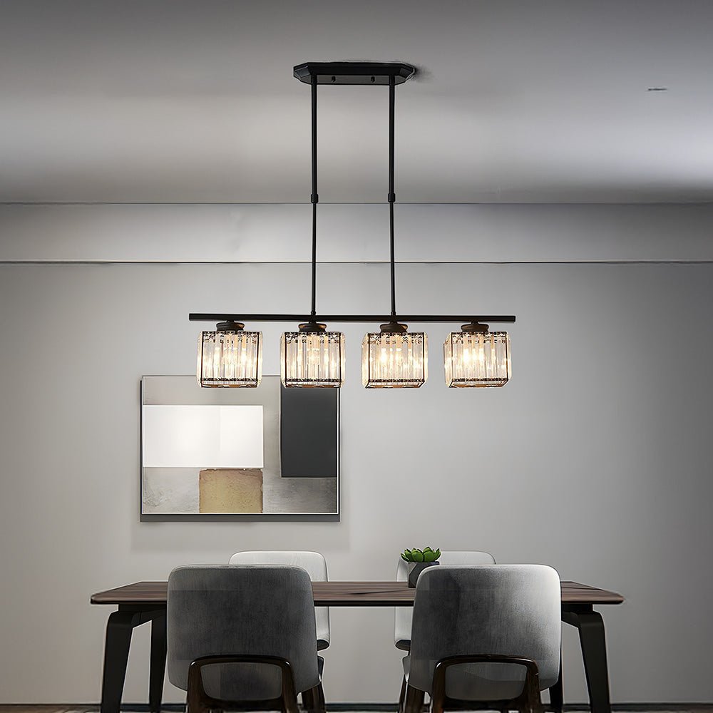 Modern Linear Pendant Light With Glass Rod Shades For Living Spaces