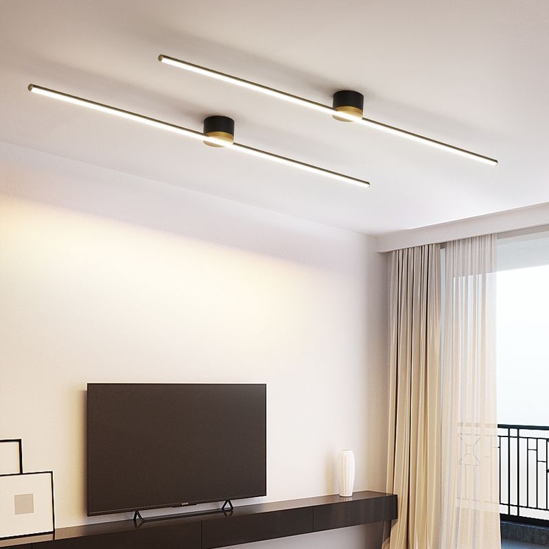 Sleek Linear Ceiling Light With Metal Frame, 24 Inch