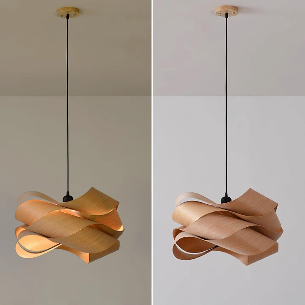 Elara Wood Grain Pendant Lamp for Dining Room Ambient Lighting