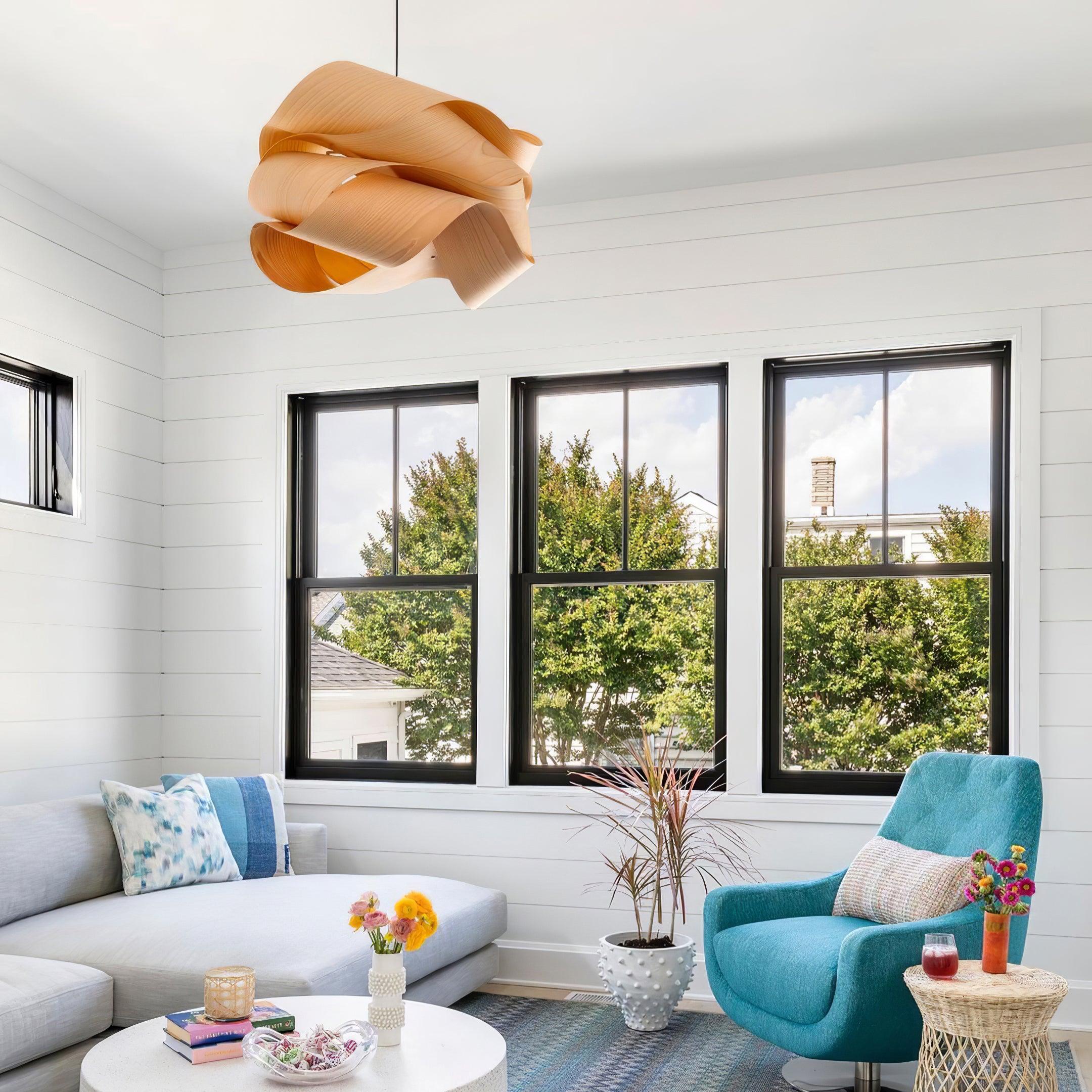Elara Wood Grain Pendant Lamp for Dining Room Ambient Lighting