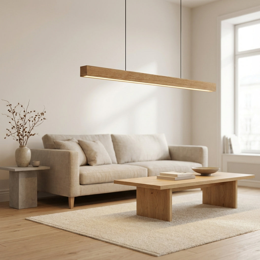 Havenline Linear Pendant Lamp In Solid Wood For Kitchens