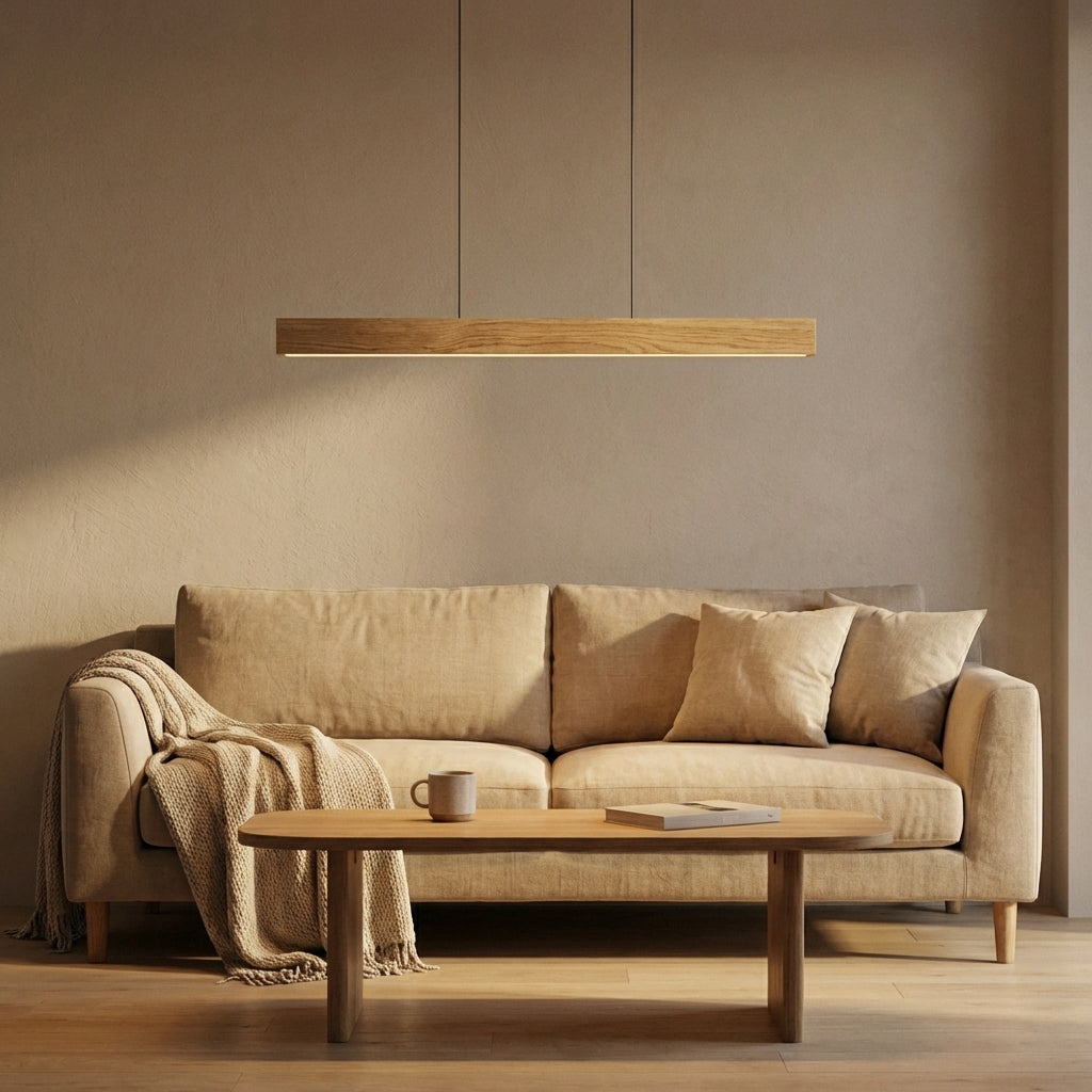 Havenline Linear Pendant Lamp In Solid Wood For Kitchens