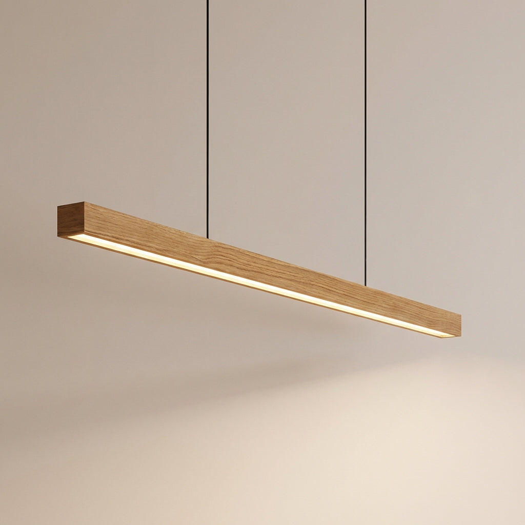 Havenline Linear Pendant Lamp In Solid Wood For Kitchens