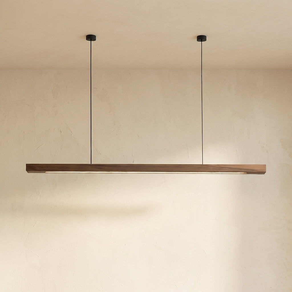 Havenline Linear Pendant Lamp In Solid Wood For Kitchens