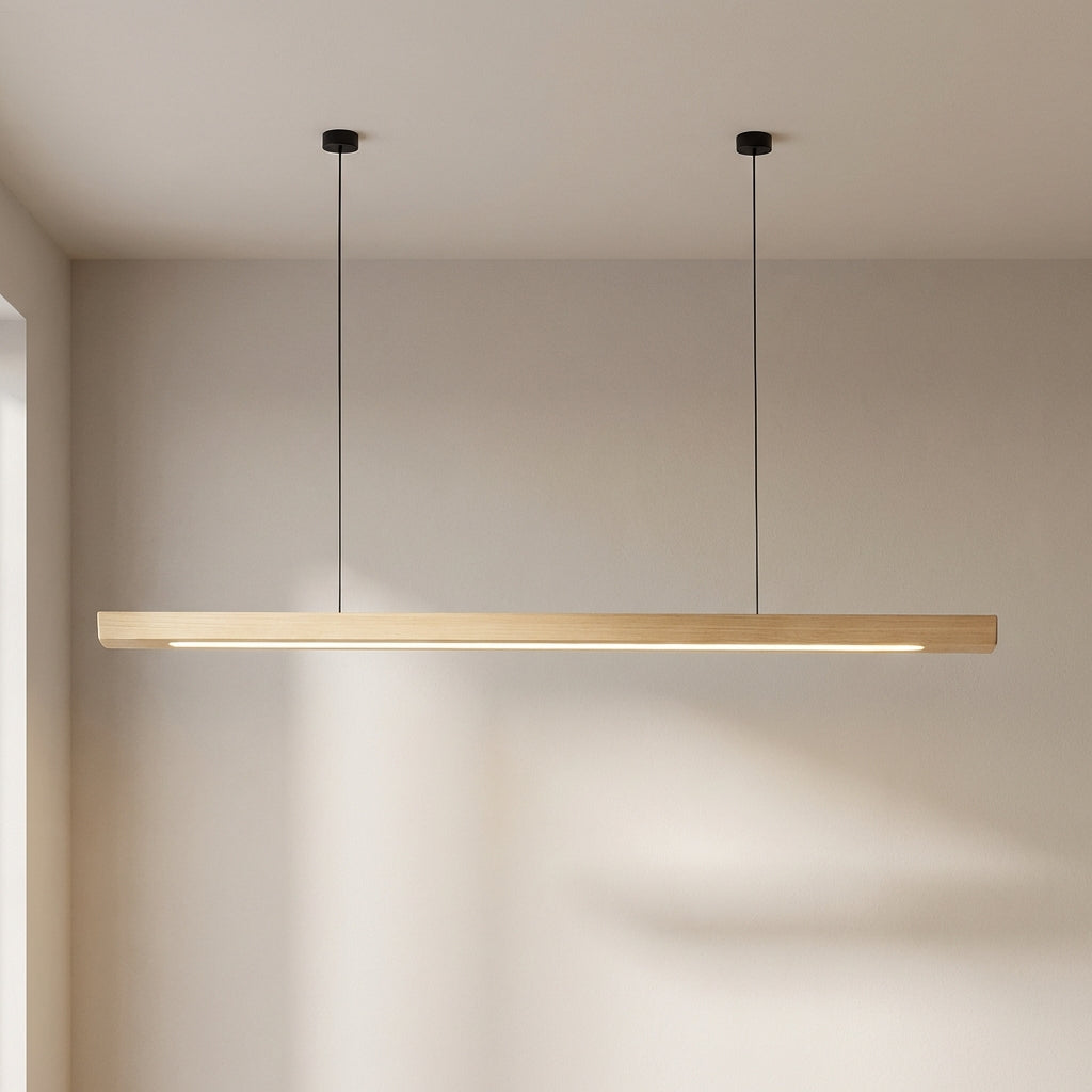 Havenline Linear Pendant Lamp In Solid Wood For Kitchens