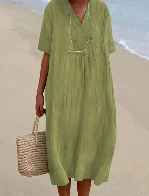 Astra Women's Cotton Linen Dress With Breathable Summer Comfort | compagnien