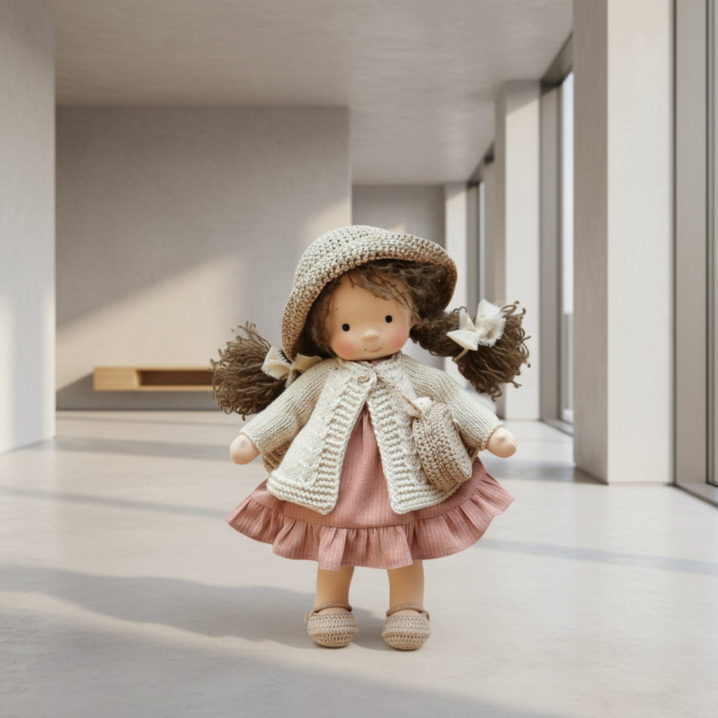 Lyra handgefertigte Waldorf-Puppe aus Baumwolle für kreatives Spielen und fantasievolle Kinder Geschenk
