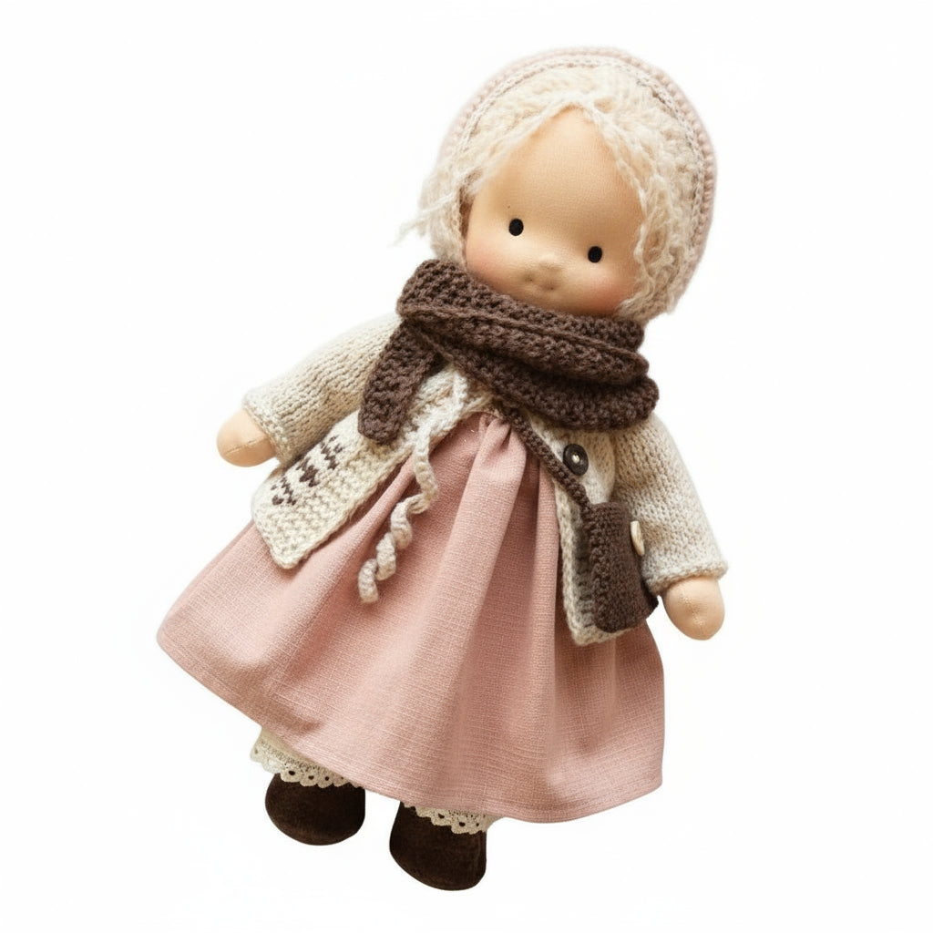 Lyra handgefertigte Waldorf-Puppe aus Baumwolle für kreatives Spielen und fantasievolle Kinder Geschenk