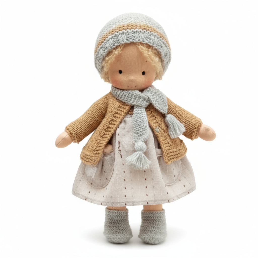 Lyra handgefertigte Waldorf-Puppe aus Baumwolle für kreatives Spielen und fantasievolle Kinder Geschenk