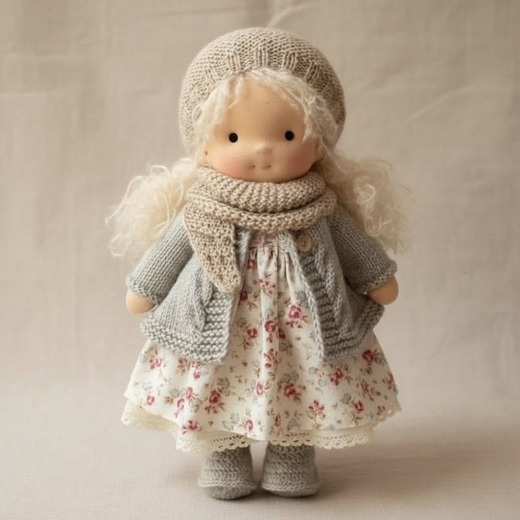 Lyra handgefertigte Waldorf-Puppe aus Baumwolle für kreatives Spielen und fantasievolle Kinder Geschenk