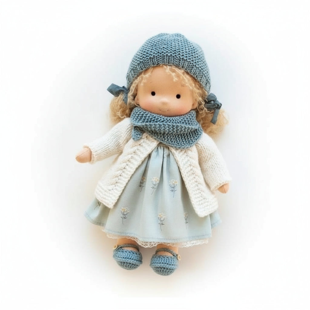 Lyra handgefertigte Waldorf-Puppe aus Baumwolle für kreatives Spielen und fantasievolle Kinder Geschenk