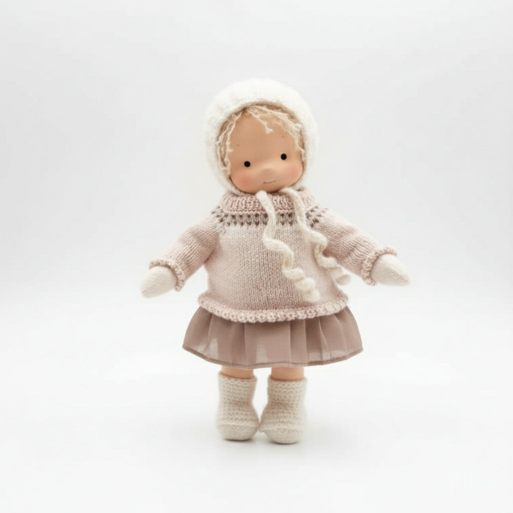 Lyra handgefertigte Waldorf-Puppe aus Baumwolle für kreatives Spielen und fantasievolle Kinder Geschenk