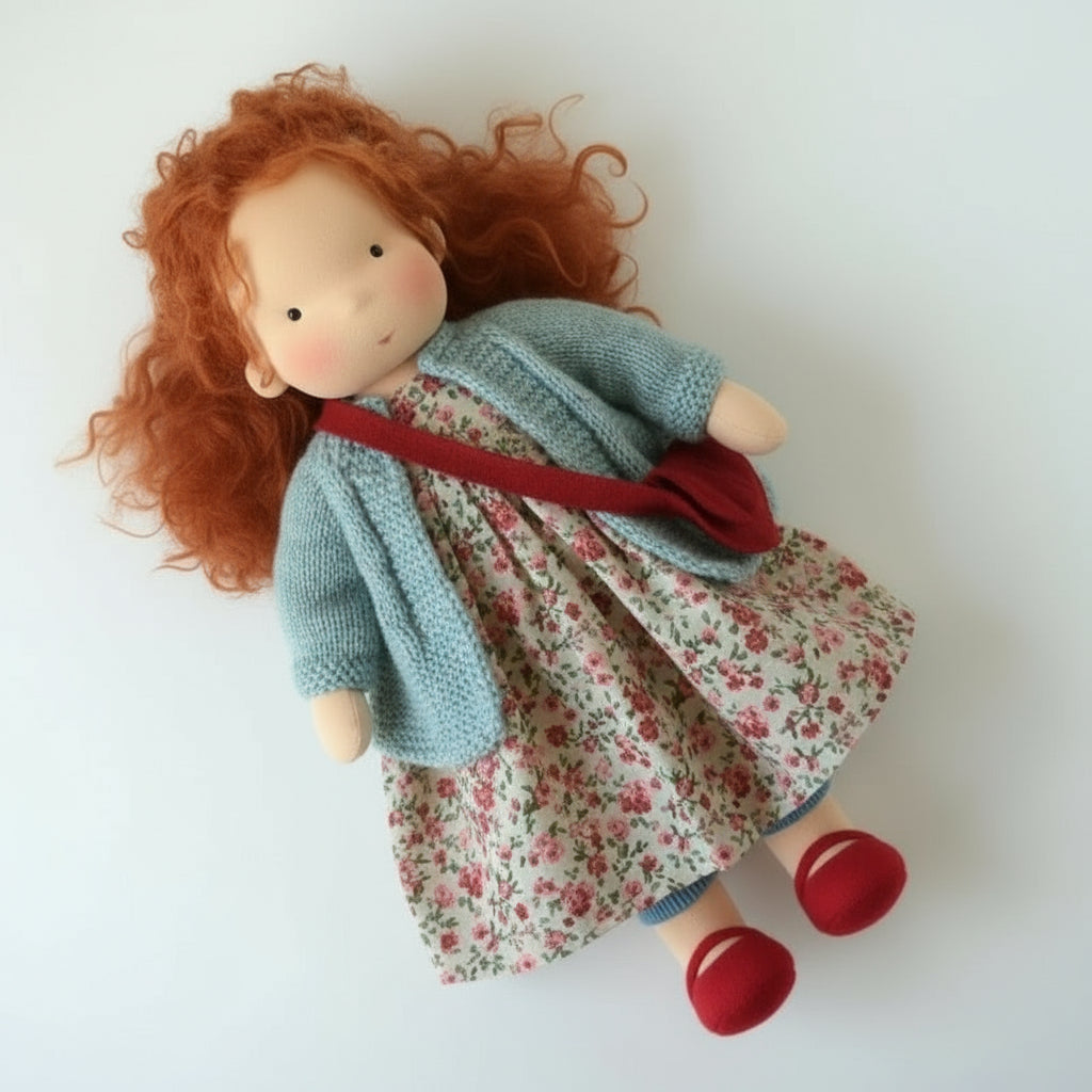 Lyra handgefertigte Waldorf-Puppe aus Baumwolle für kreatives Spielen und fantasievolle Kinder Geschenk