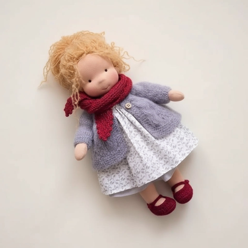 Lyra handgefertigte Waldorf-Puppe aus Baumwolle für kreatives Spielen und fantasievolle Kinder Geschenk