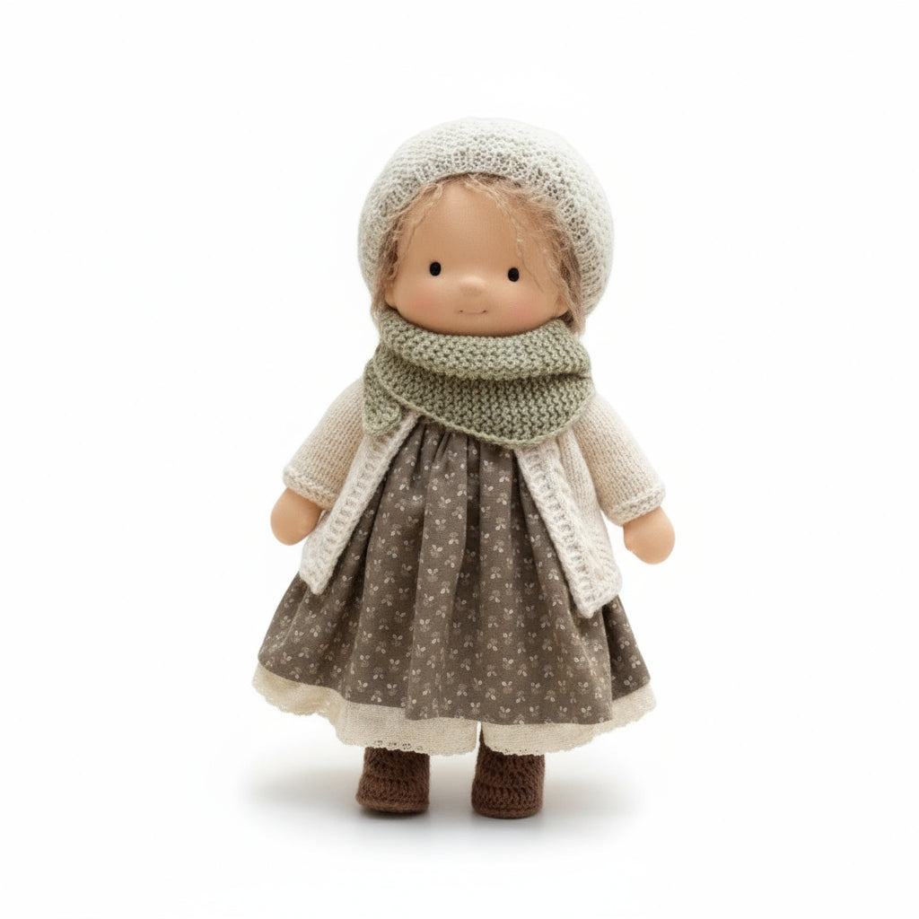 Lyra handgefertigte Waldorf-Puppe aus Baumwolle für kreatives Spielen und fantasievolle Kinder Geschenk