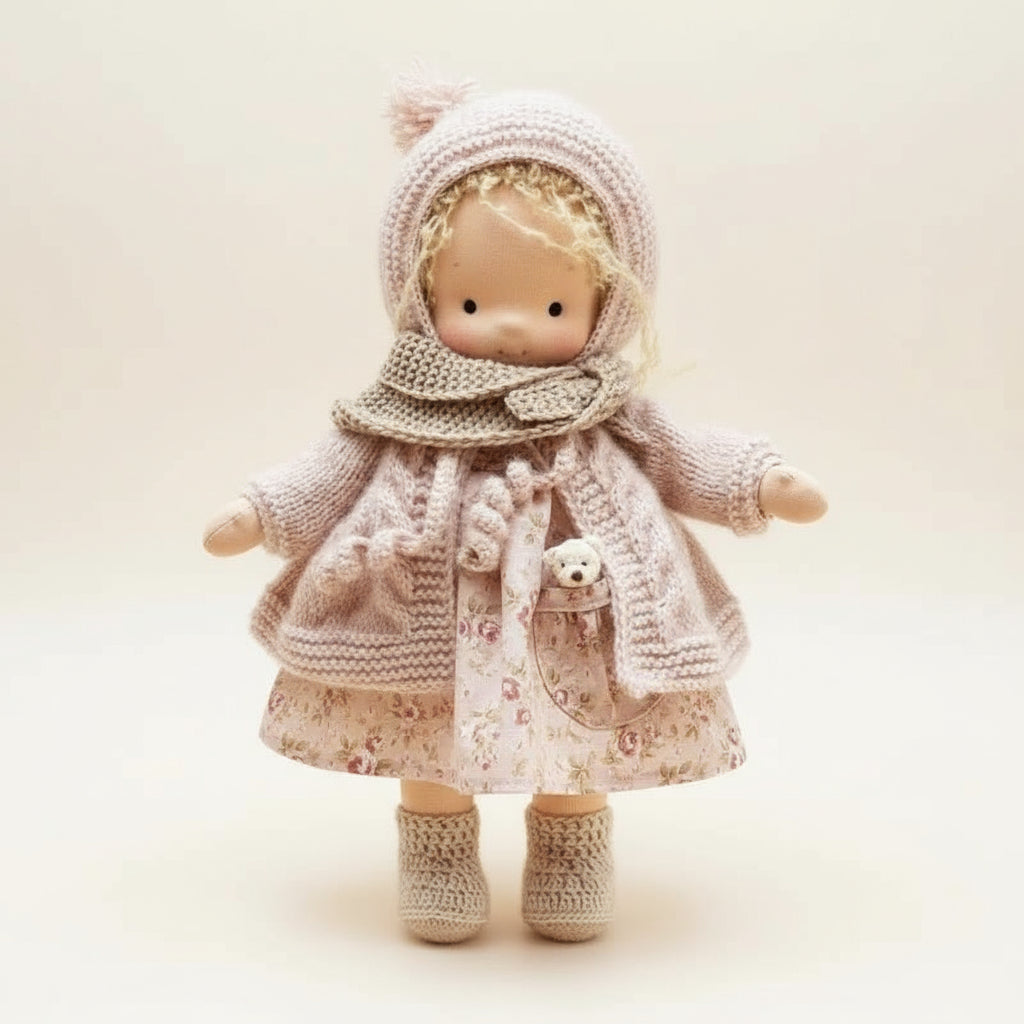 Lyra handgefertigte Waldorf-Puppe aus Baumwolle für kreatives Spielen und fantasievolle Kinder Geschenk