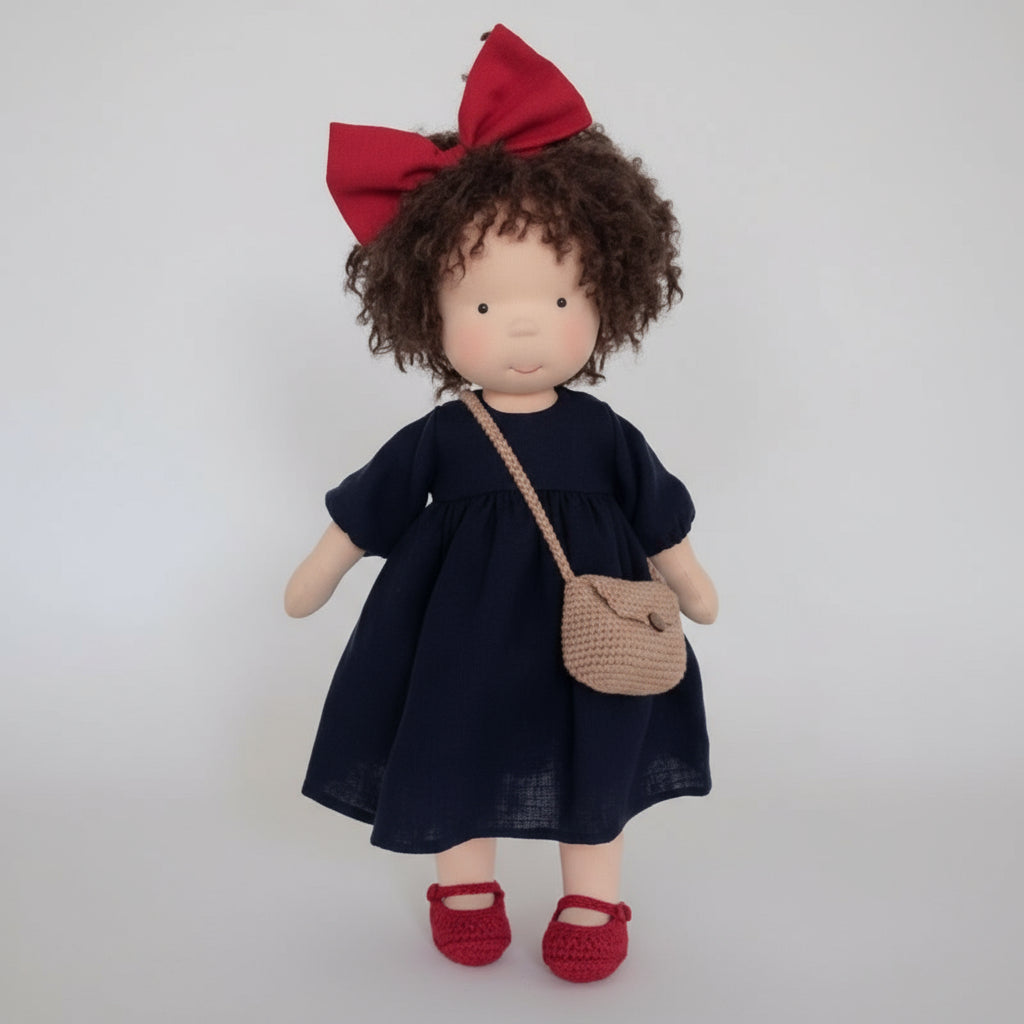 Lyra handgefertigte Waldorf-Puppe aus Baumwolle für kreatives Spielen und fantasievolle Kinder Geschenk