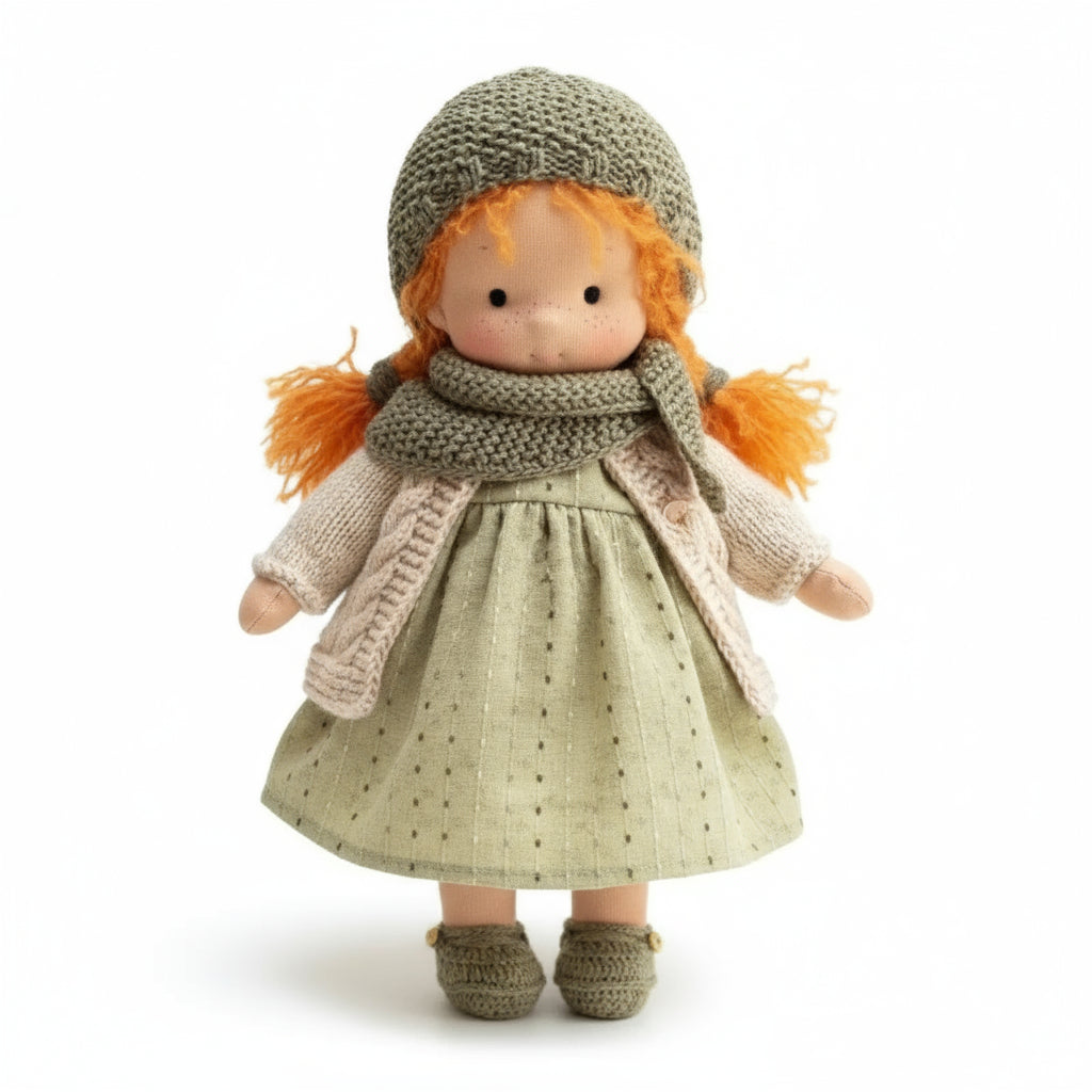 Lyra handgefertigte Waldorf-Puppe aus Baumwolle für kreatives Spielen und fantasievolle Kinder Geschenk
