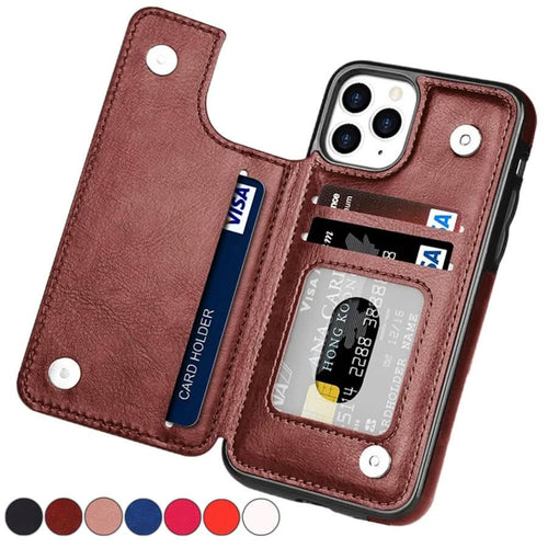 Étui de téléphone AuraWallet élégant en cuir avec emplacement pour cartes pour les utilisateurs soucieux de leur style