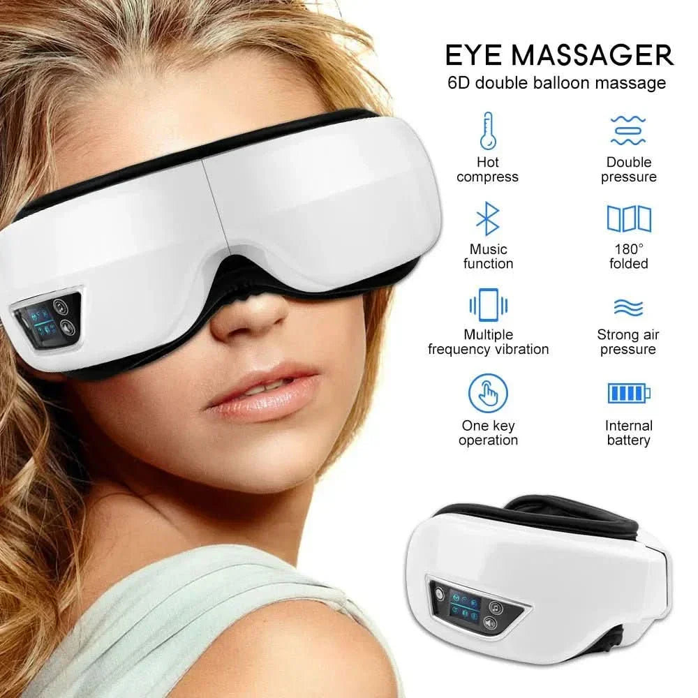Massaggiatore per occhi LumaNova Smart 6D per occhi stanchi con pressione d'aria, calore e Bluetooth