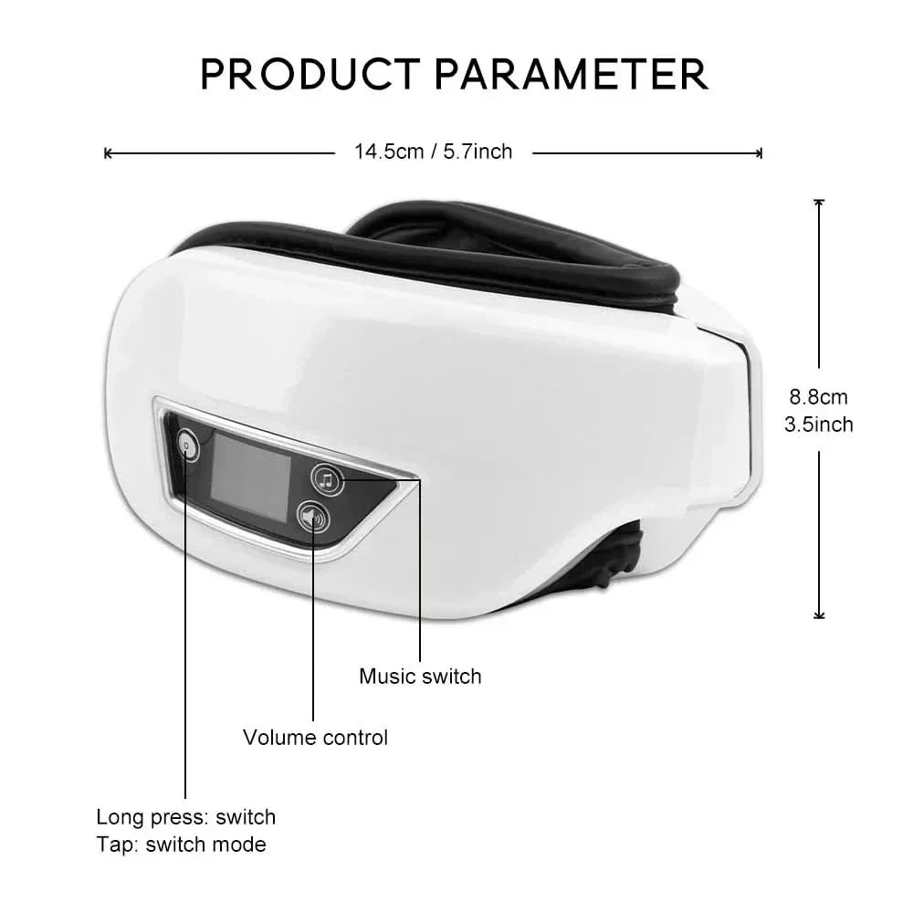 Massaggiatore per occhi LumaNova Smart 6D per occhi stanchi con pressione d'aria, calore e Bluetooth
